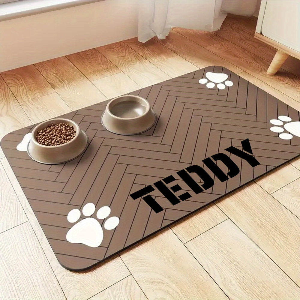 Personalized Pet Feeding Mat Custom Name - Large Non-Slip Water-Absorbing Quick-Dry Dog Cat Bowl Mat, Nordic Style Waterproof Placemat for Pet Food & Water Bowls, Custom Dog Cat Gift