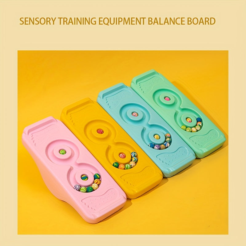 Kids Sensory Integration Balance Board – Preschool Exercise & Wobble Training Toy for Core Strength, Coordination & Vestibular Development – Plastic Balance Toy for Toddlers & Children – Pink Yellow Blue Green