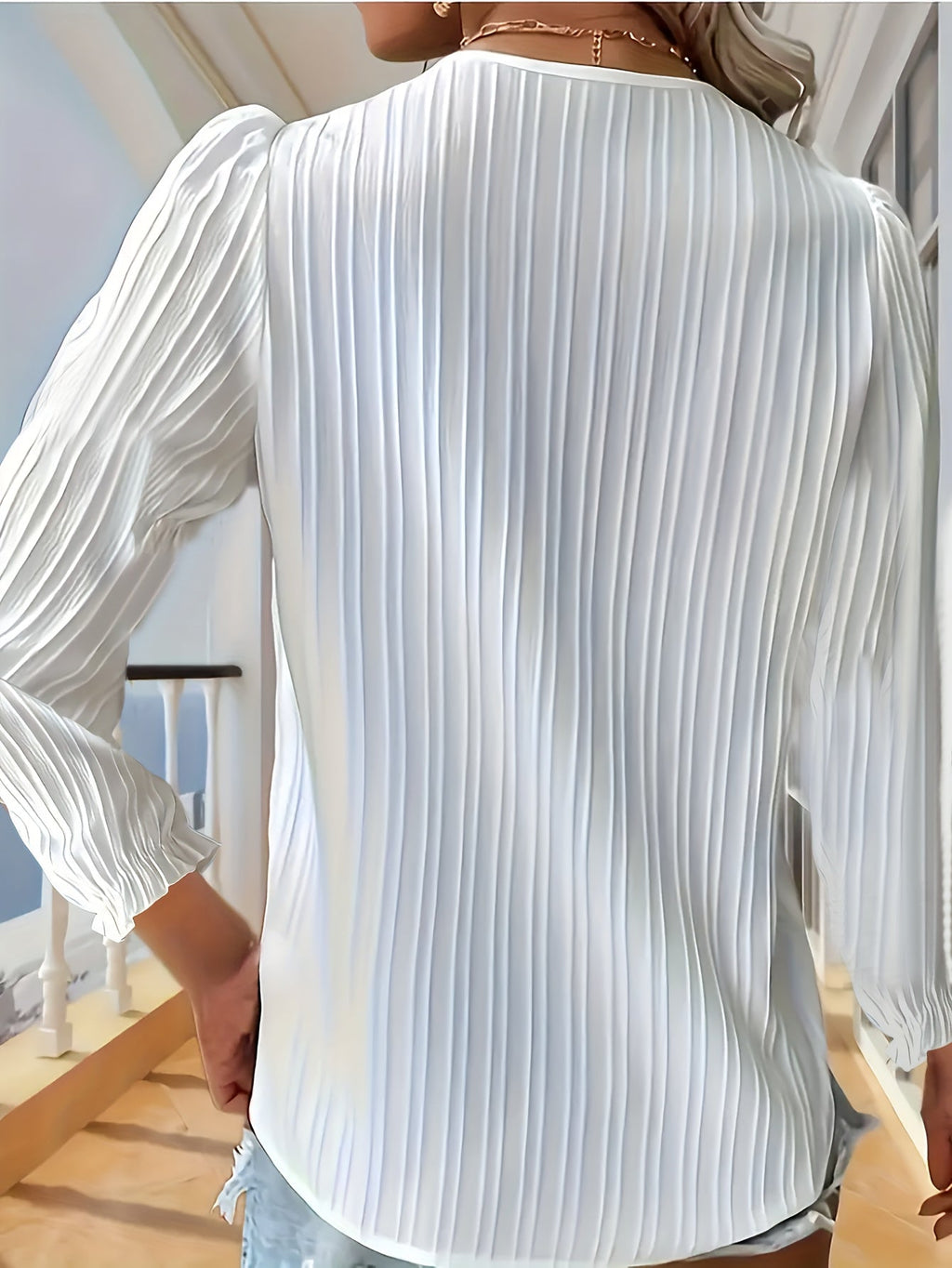 Women's Elegant Lace Texture V-Neck Short Sleeve Blouse Lightweight Breathable Spring Summer Casual Shirt Machine Washable White S-XXL