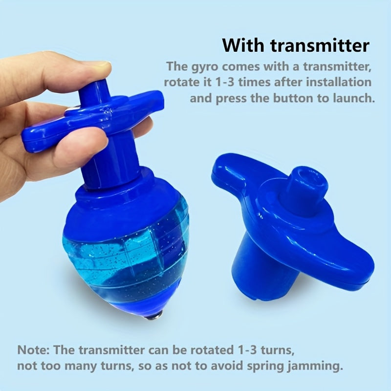 Light-Up Spinning Top Toy with Built-In Launcher Colorful LED Lights Interactive Candy Top Party Toy for Kids Long-Lasting Spin Multi-Color Fun Gift for Boys Girls