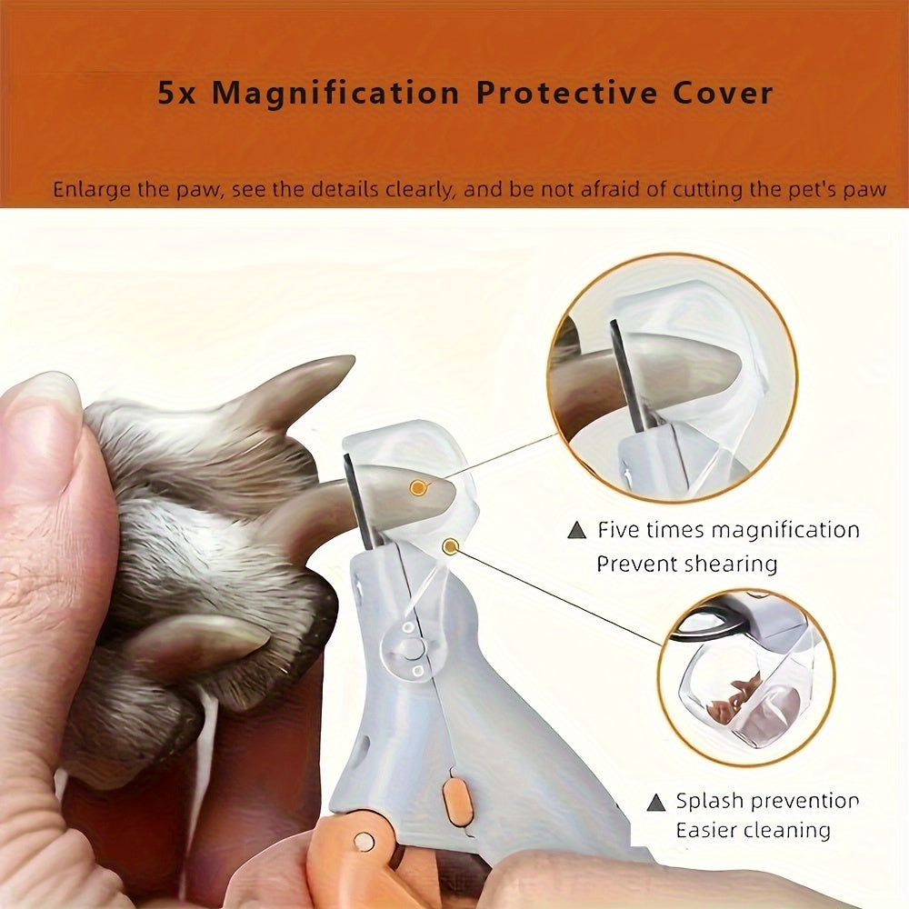 LED Pet Nail Clipper with Light & Safety Guard - Ergonomic Non-Slip Handle for Precise Dog & Cat Nail Trimming, Professional Pet Nail Cutter with Built-In LED for Safe at-Home Grooming, Cats & Dogs
