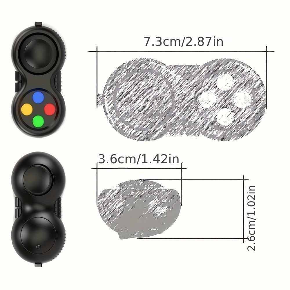 Retro Fidget Pad Controller Set of 3 - 8-in-1 Handheld Sensory Fidget Toy with Clickable Buttons, Joystick, Roller, Gears & More, Stress Relief & Focus Toy for Kids & Adults, Multiple Color Options