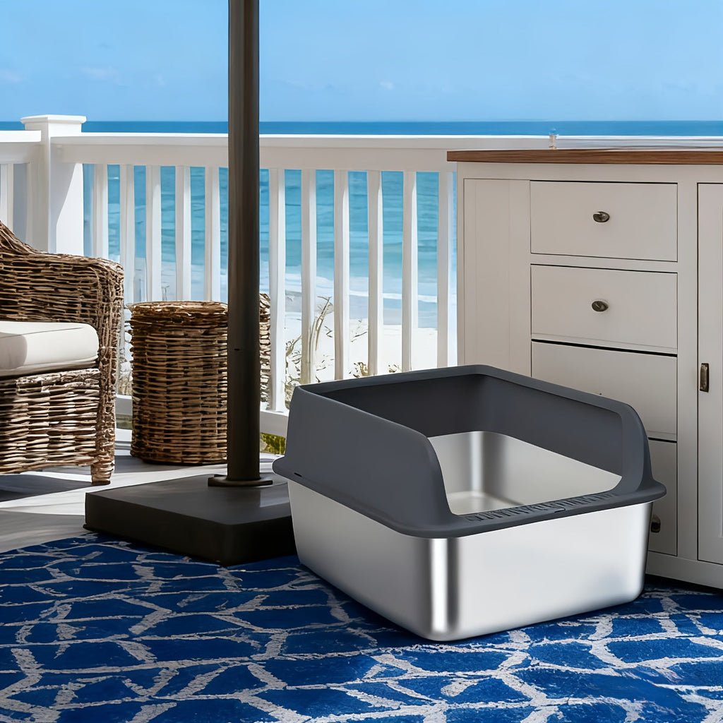 Stainless Steel Cat Litter Box – Odor-Proof High-Sided Metal Litter Tray, Non-Stick Anti-Scratch Leak-Proof Design, Easy to Clean Indoor Cat Toilet for Large, Medium & Small Cats, Multiple Sizes & Colors