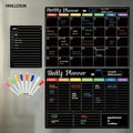 Hivillexun Black Magnetic Dry Erase Board Set of 3 – Monthly, Weekly & Daily Planner Boards for Refrigerator & Wall, Family Organizer Calendar with 8 Dry Erase Markers Included