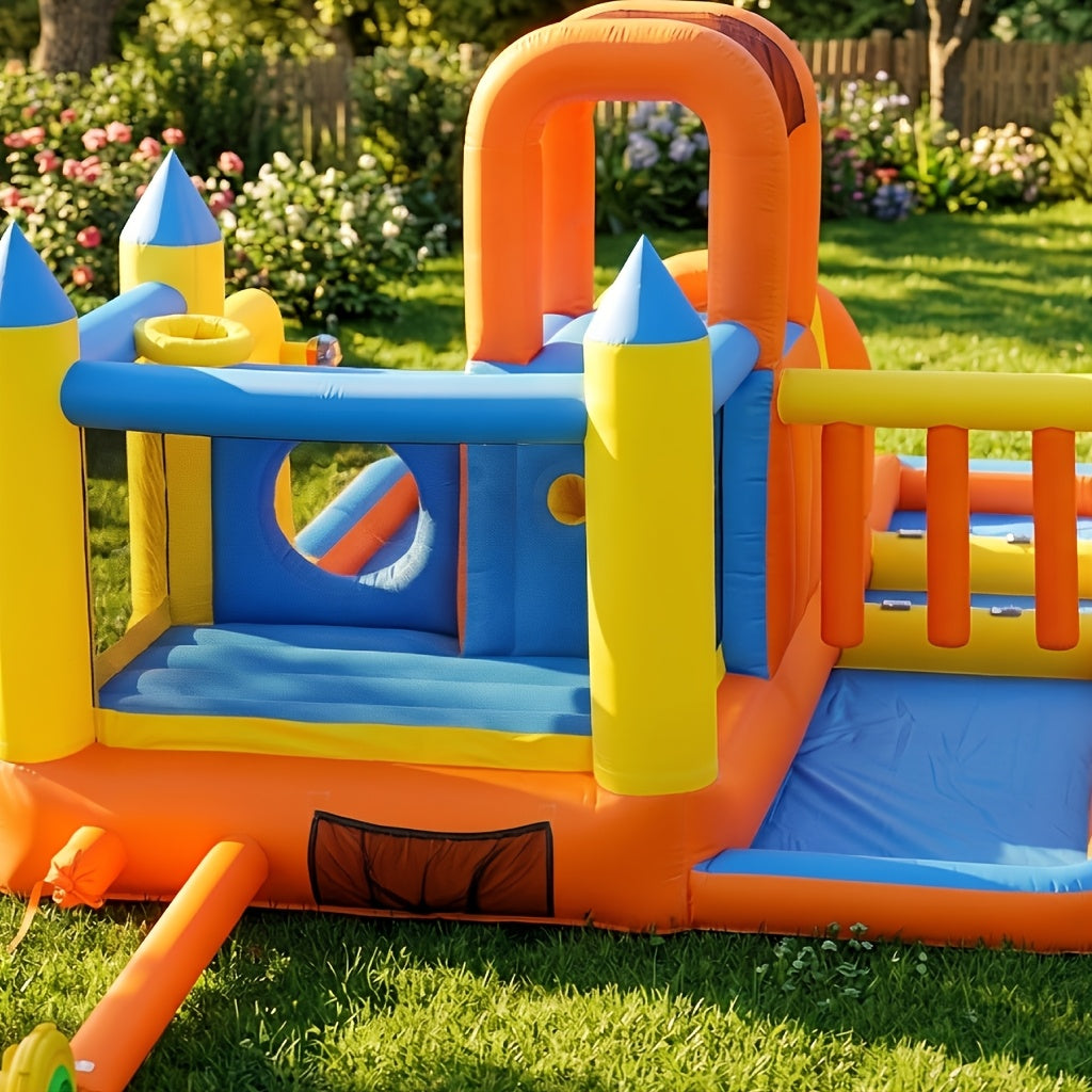 15ft Inflatable Water Park for Kids & Adults – Backyard Obstacle Course with Slide, Tunnel, Boxing, Water Gun, Sprinklers, Climbing Wall, Hoop & Ball Pit – Large Summer Splash Pool Party Fun