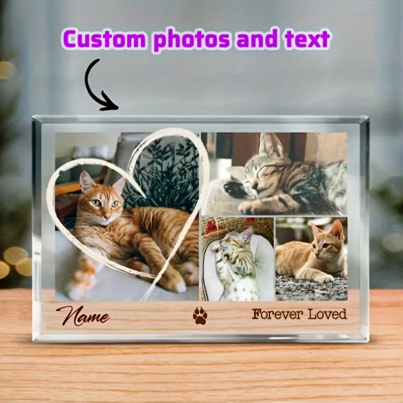 Forever Loved Custom Pet Photo Acrylic Plaque - Personalized Dog & Cat Memorial Gift, Pet Loss Sympathy Keepsake with Photo Print, Thoughtful Bereavement Gift for Pet Owners