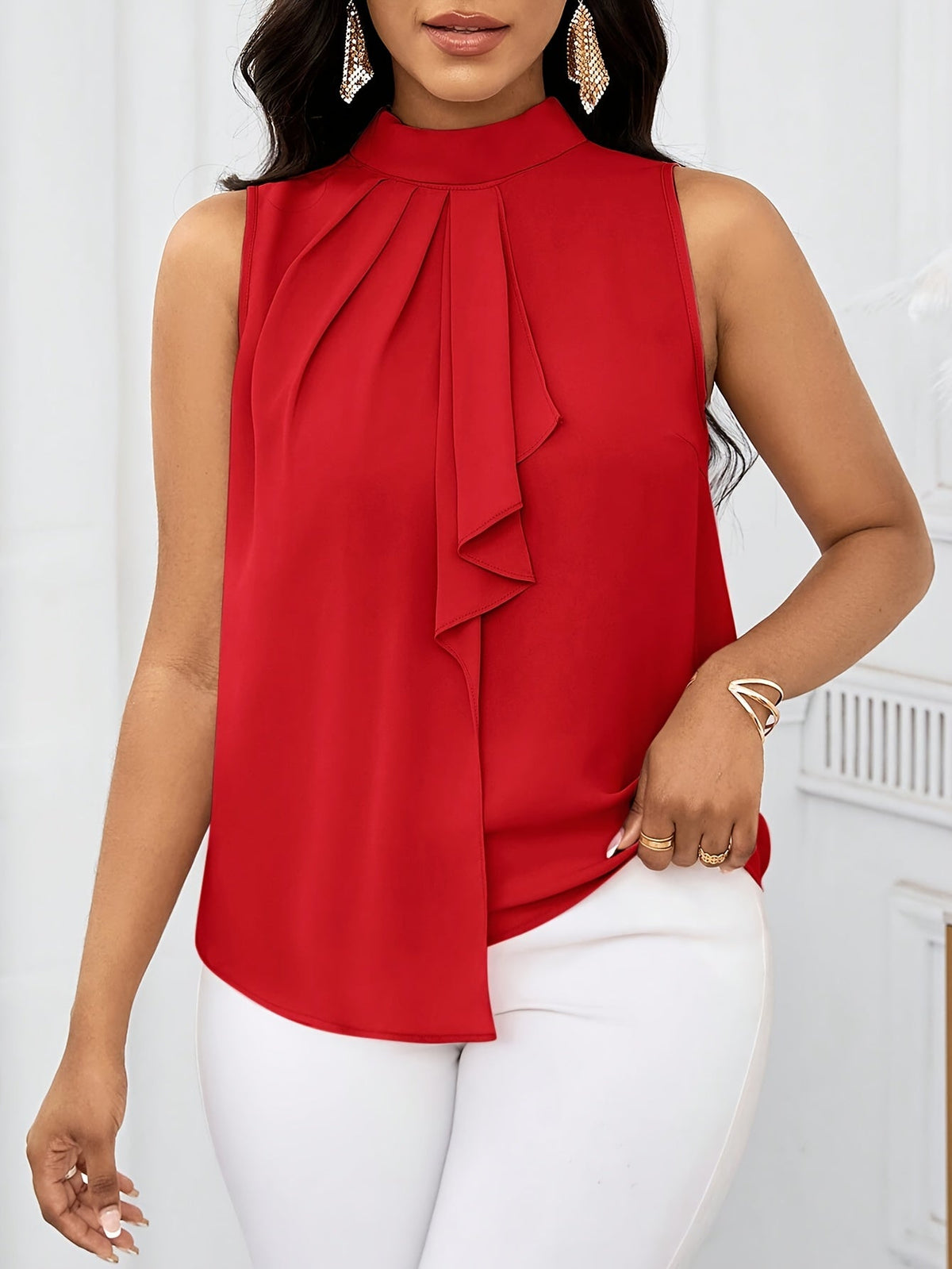 Women's Fashion Sleeveless Tank Top - Casual Short Sleeve Blouse | Lightweight Summer Everyday Chic Ladies Shirt New Arrival