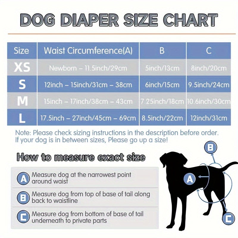 Washable Female Dog Diapers 3-Pack Reusable - High Absorbency Leak-Proof Girl Dog Diaper Pants for Puppies & Adult Dogs, Soft Breathable Fabric, Sizes XS to L, Perfect for Heat Cycle & Incontinence