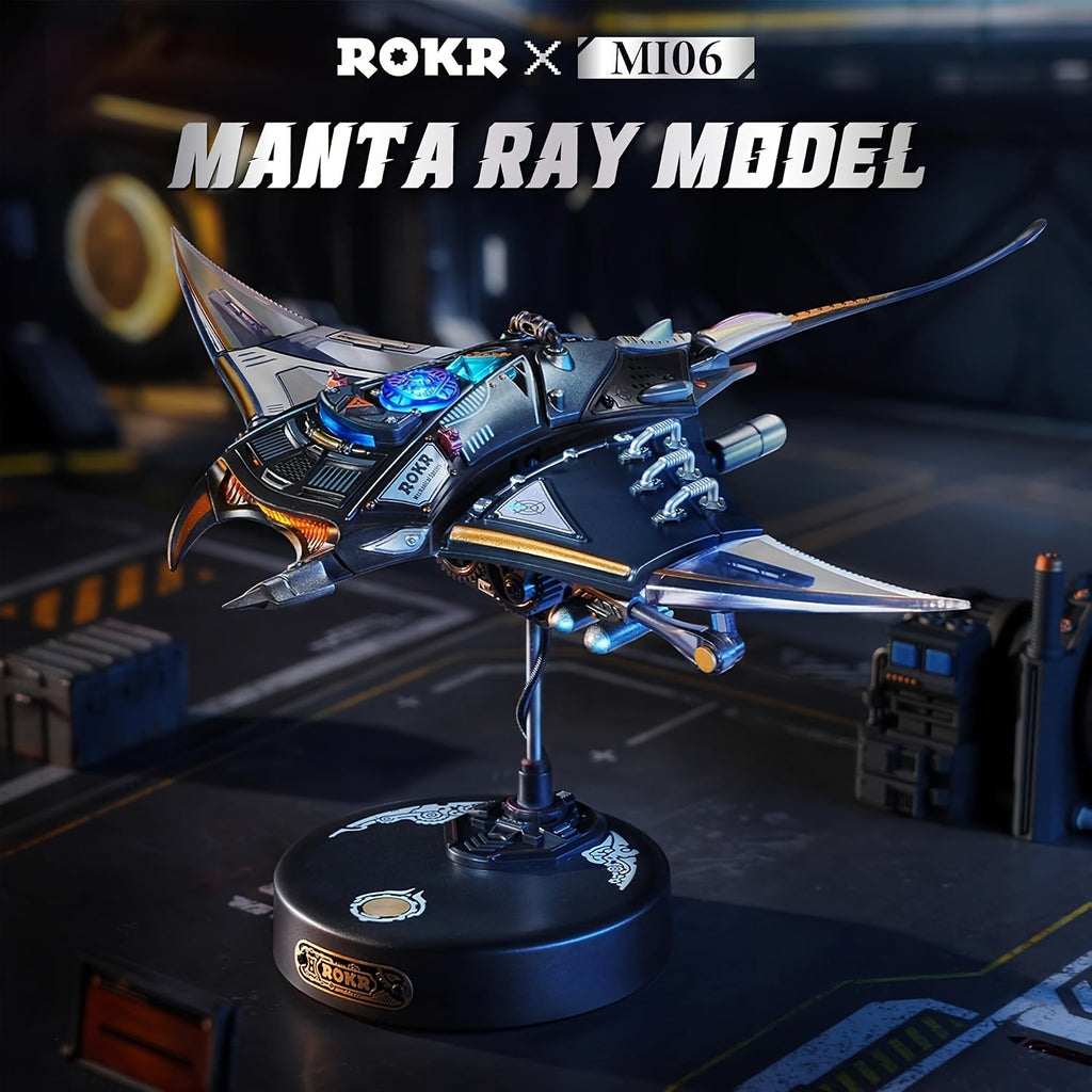 ROBOTIME 3D Metal Puzzle Manta Ray Mechanical Model Kit MI06 DIY Assembly Engineering Gift for Adults Teens 14+ Home Office Desk Decor Display