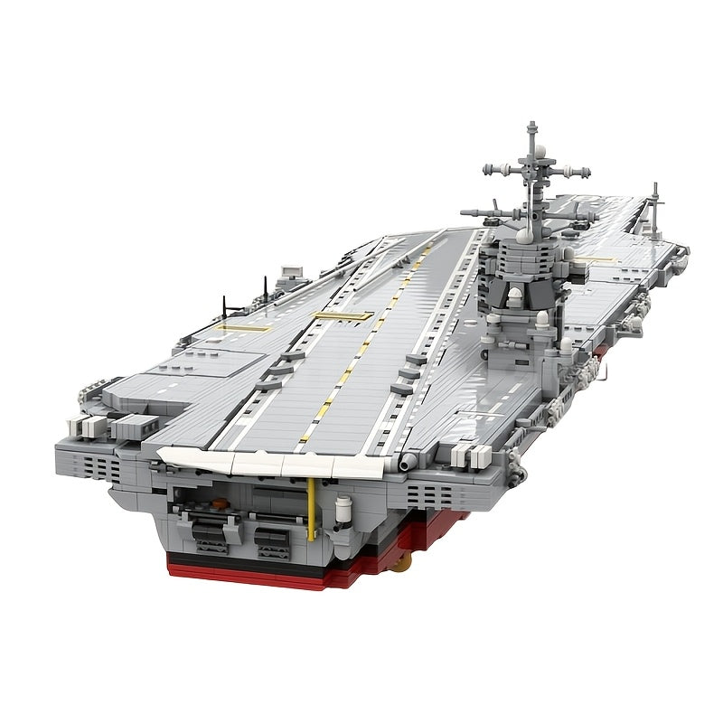 4989 Piece Navy Aircraft Carrier Building Block Set – Grey & Red Hull Warship Diorama, Elevating Flight Deck, Island Tower, MOC Military Model Kit, Collector Gift for Navy & Military Enthusiasts A2683