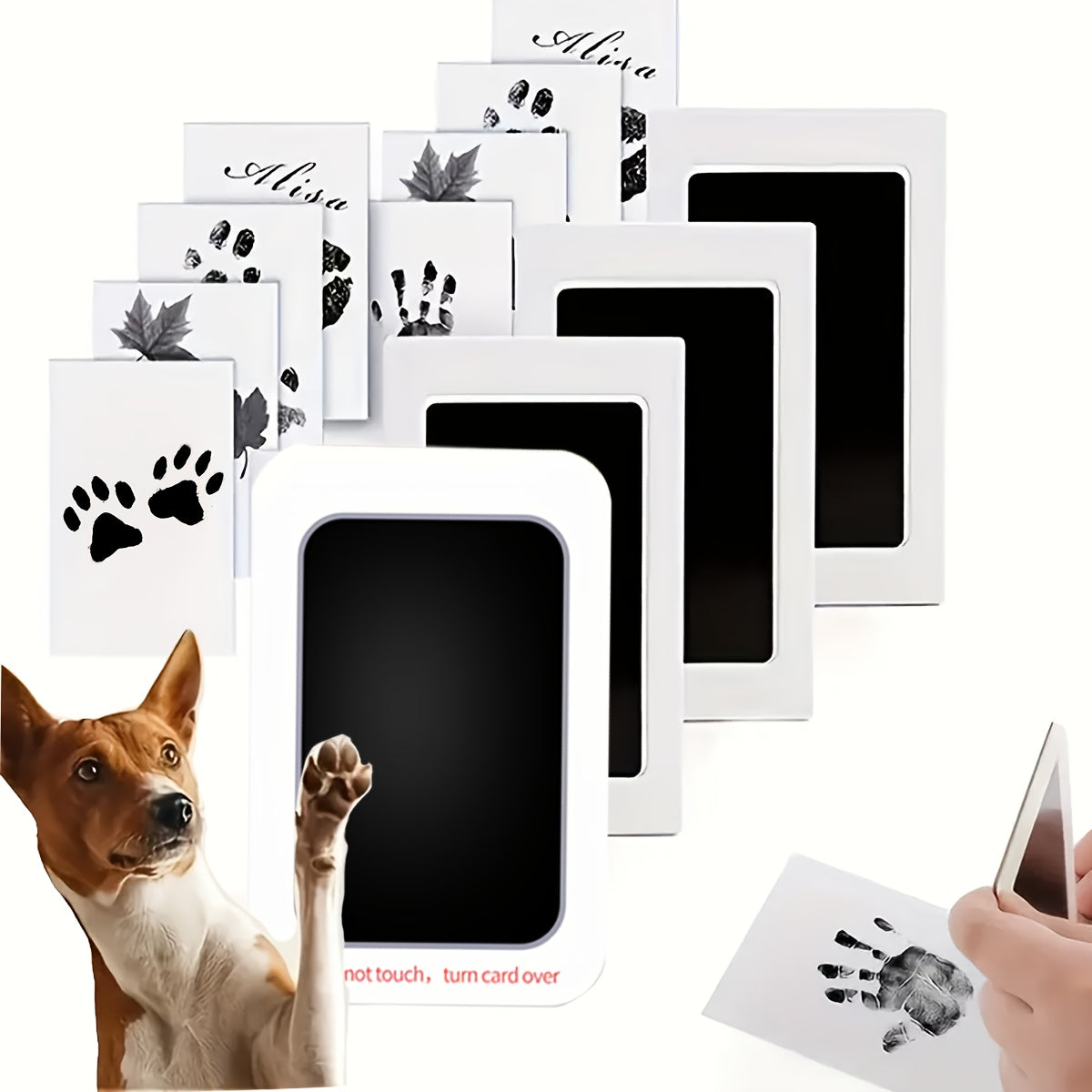 Pet Paw Print Ink Mat Kit 8pcs (4 Boxes) – Quick-Dry Black Ink Paw Print Keepsake for Cats & Dogs, Easy Clean Memorial Craft, Christmas Gift for Pet Owners