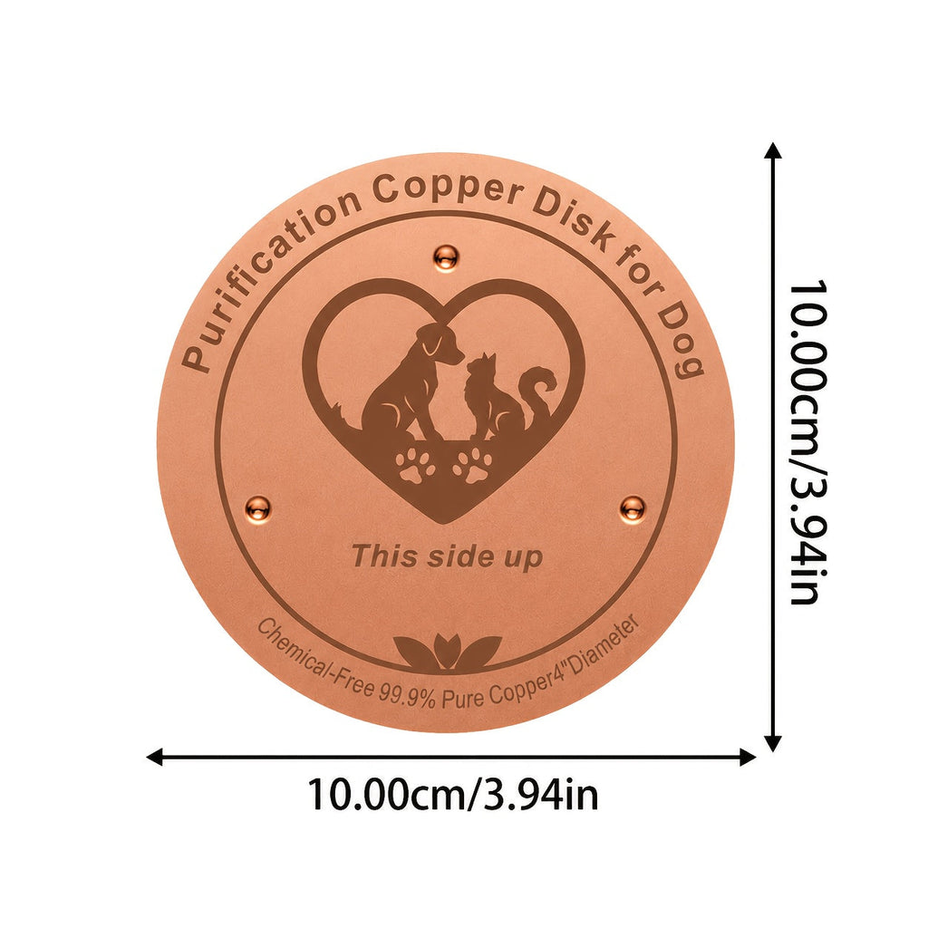 Pure Copper Dog Water Bowl Purification Disk 3.94" - Reusable Copper Bowl Insert for Dogs & Pets Water Purification - Battery-Free Natural Pet Water Cleaner Accessory for Dog Water Bowls