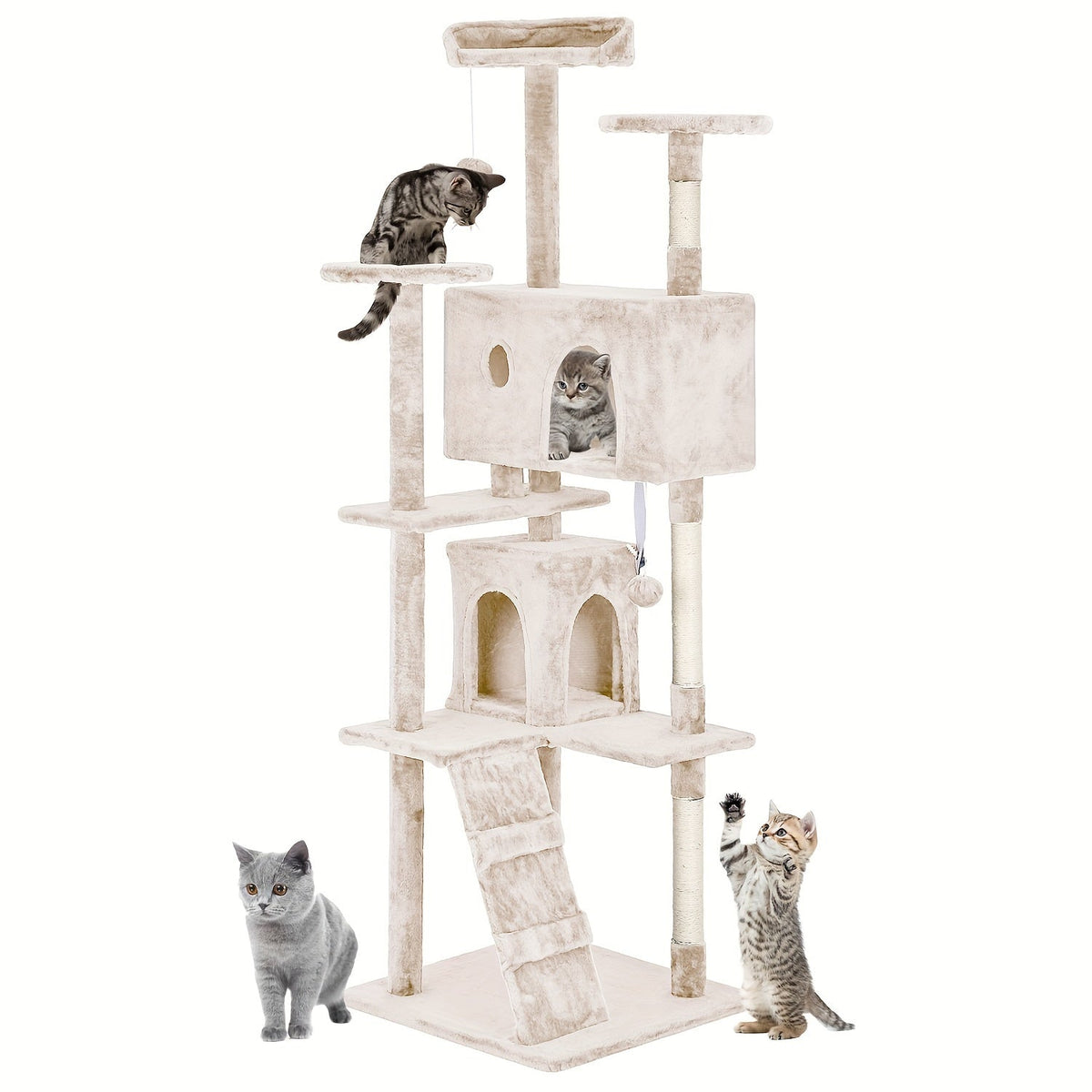 Multi-Level Cat Tree Tower with Scratching Post – Indoor Kitten Activity Center Playhouse, Easy to Assemble, Available in 22"/54"/60"/70" Heights & 7 Colors, Perfect Cat Gift