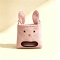 Rabbit-Shaped Hay Feeding Bag for Cage, Soft Plush Hanging Hay Bag with Metal Hook for Rabbits & Guinea Pigs, Anti-Spillage Feeding Opening Small Pet Hay Rack, Cute Cage-Side Hay Feeder Accessory