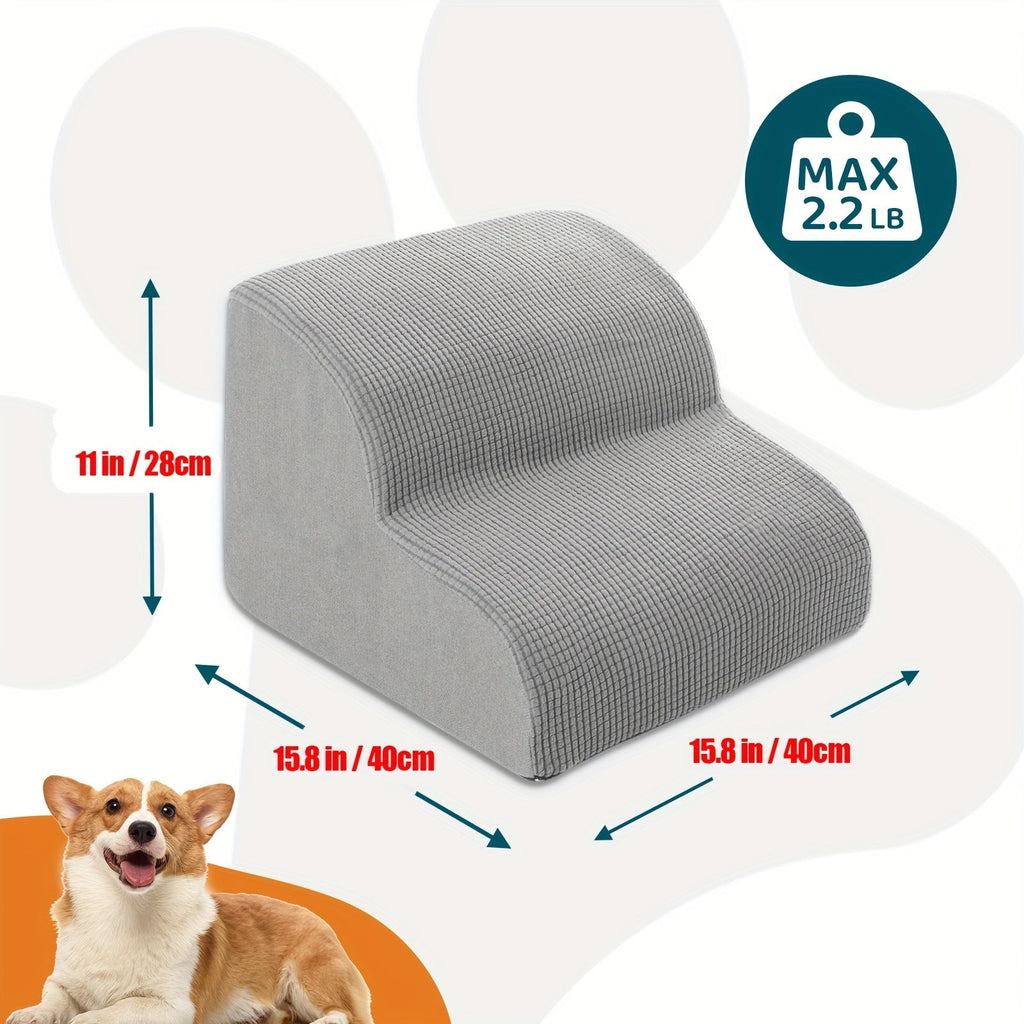Dog Stairs for Bed & Sofa – Non-Slip Pet Steps 2/3/4 Steps for Small Dogs Cats, Removable Washable Cover, Orthopedic Ramp for Senior Dogs, Injured Pets & Joint Pain Relief, 5 Colors