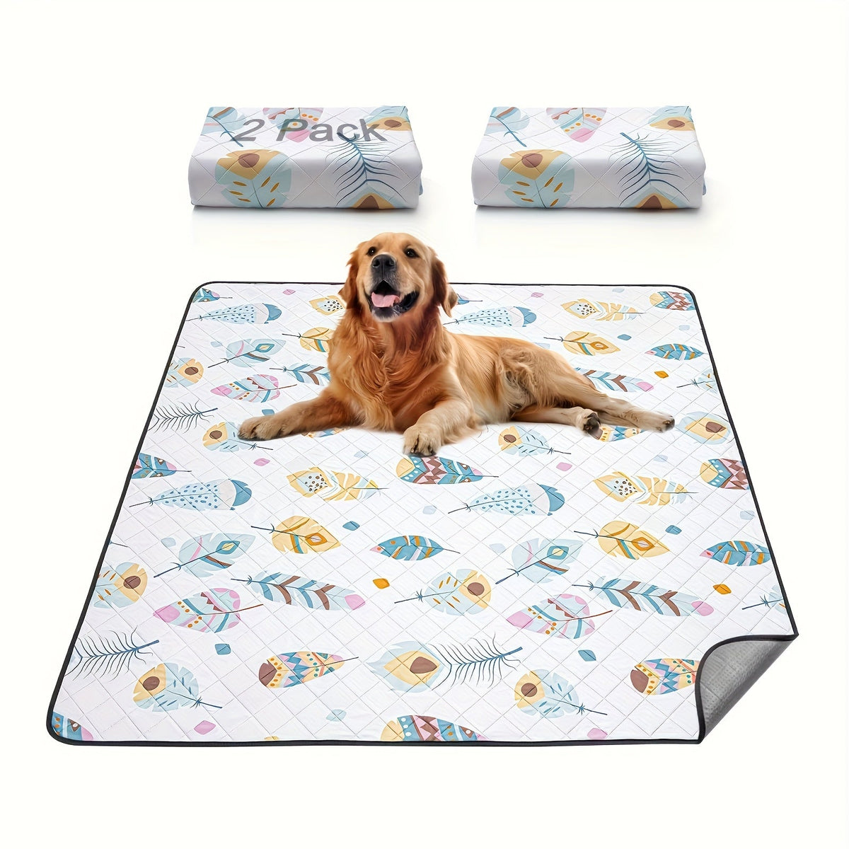 Washable Dog Pee Pads 2-Pack – Reusable Ultra-Absorbent Leak-Proof Whelping Pads with Non-Slip Backing, Machine Washable Puppy Training Pads for Playpen, Crate, Housebreaking & Travel