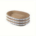Oval Cat Scratching Board & Lounge Bed – 3-Pack Durable Cardboard Cat Scratcher with Resting Area, 3 Sizes S/M/L for Indoor Cats & Kittens, Space-Saving Flat Design