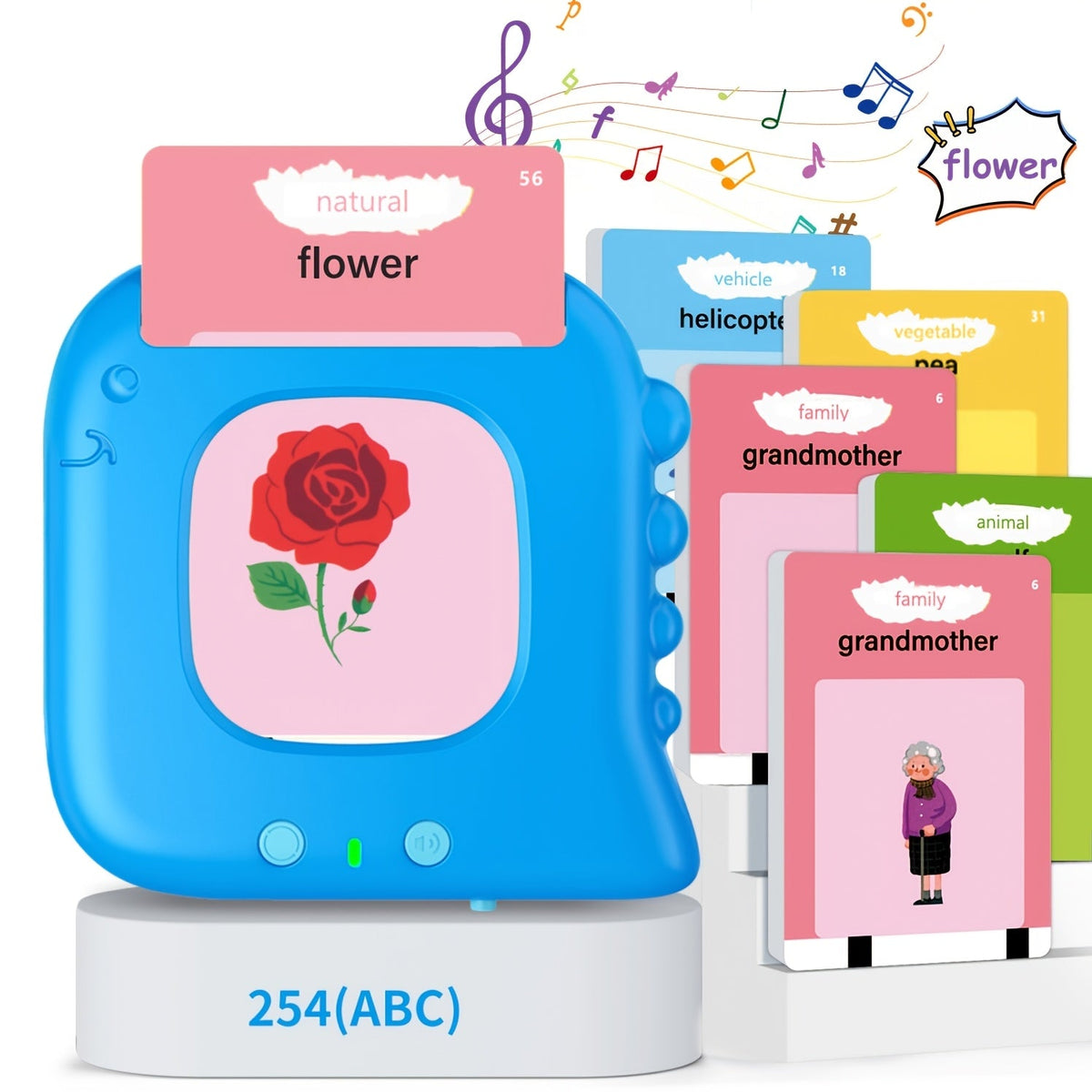 Talking Flash Cards for Toddlers Kids 224 254 510 Words Electronic Language Learning Speech Therapy Sensory Educational Toy for Preschool Boys Girls Ages 3 4 5 6 Autism Learning Gift Blue Green Pink