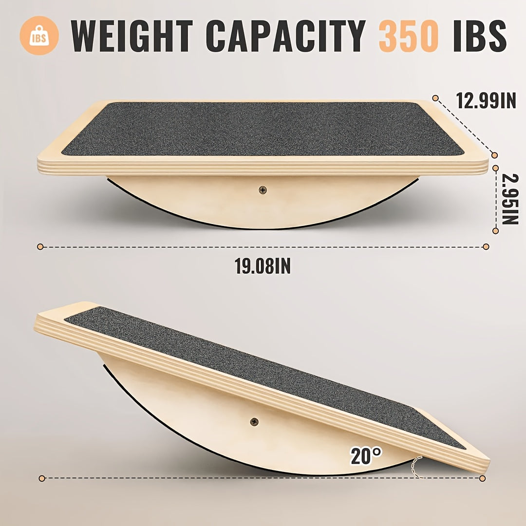 Balance Board for Adults - Wobble Board Wooden Anti-Slip Rocker Board for Core Strength, Physical Therapy, Standing Desk & Balance Training, Supports 350 LBS