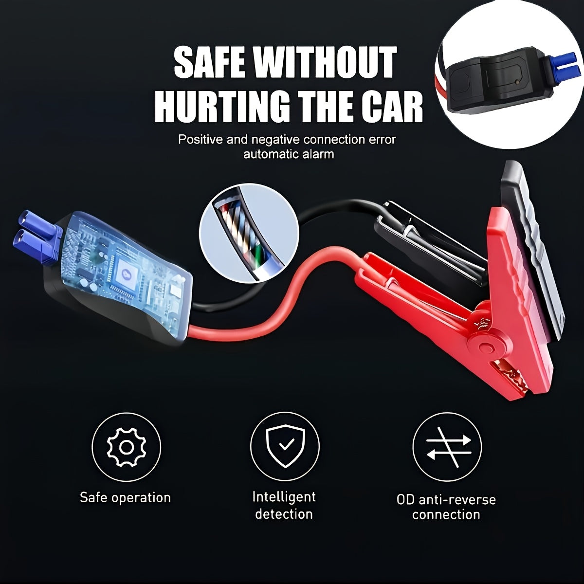 1000A Peak Car Jump Starter 12V Portable Battery Booster Jump Box with USB Charge Ports, LED Flashlight & 6400mAh Power Bank for Gas & Diesel Cars, Trucks, SUVs – Emergency Car Battery Starter