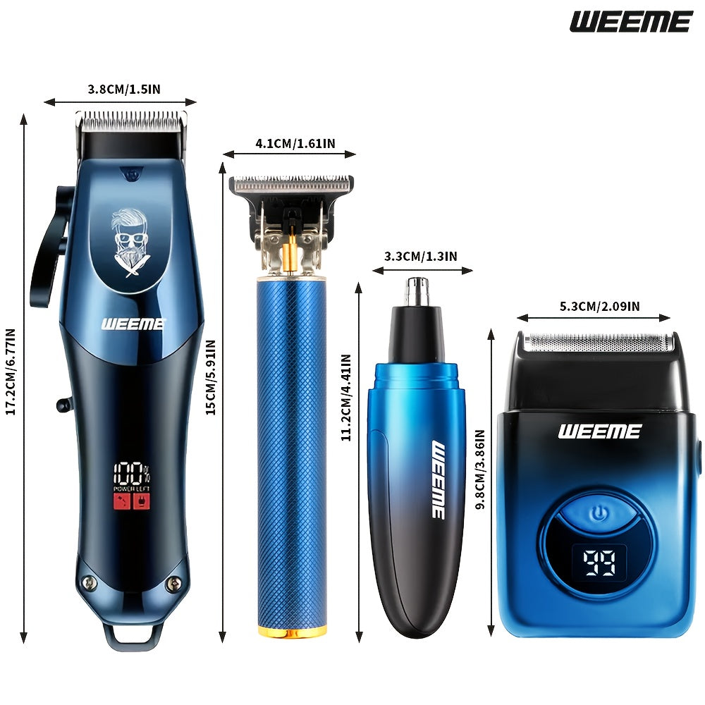 Men's Electric Hair Clipper Grooming Set USB Rechargeable Cordless Nose Hair Trimmer Shaver Kit 2/4/5-Piece Professional Lithium Battery Father's Day Birthday Gift for Men Home Barber