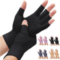 Fingerless Compression Gloves for Men & Women – Breathable Non-Slip Pain Relief Gloves for Arthritis, Typing & Gym – Black, Coffee, Grey & Purple, Sizes S-XL