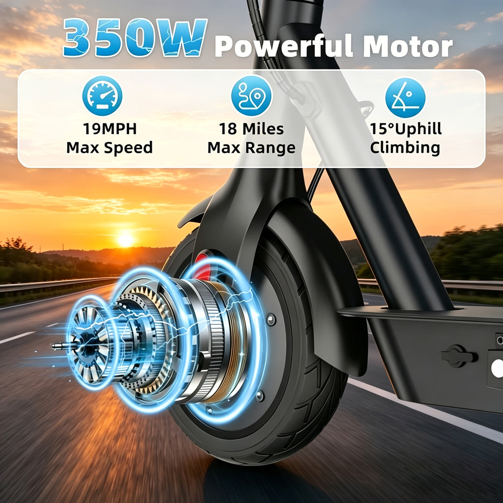 Folding Electric Scooter 8.5 Inch Tires 19 MPH Top Speed 18 Mile Range App Control Portable Commuter Scooter for Adults and Teenagers Daily Travel Gift Black