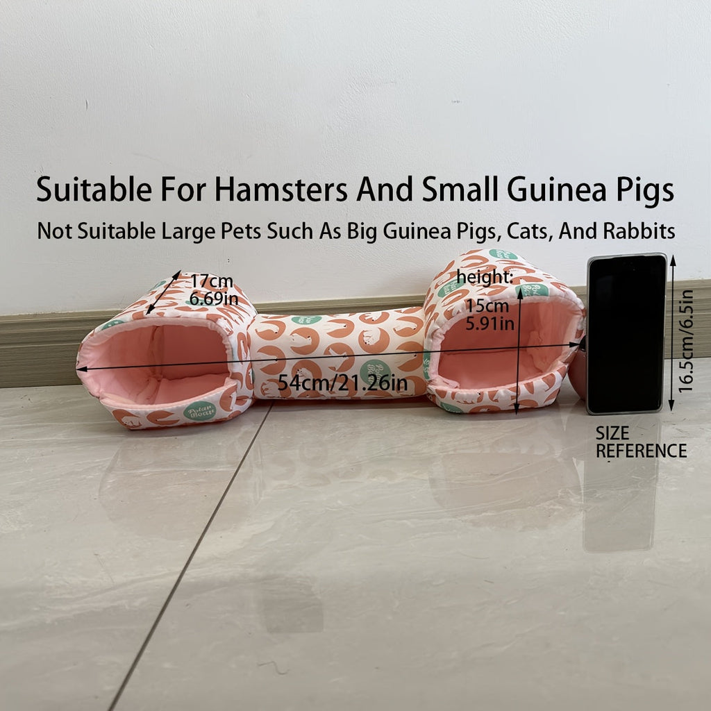 Hamster Hideout Tunnel Villa for Small Pets, All-Season Polyester Nest with Tunnel for Guinea Pigs, Sugar Gliders & Small Animals, Cozy Plush Hideout House for Hamsters, Warm Small Pet Sleeping Bed