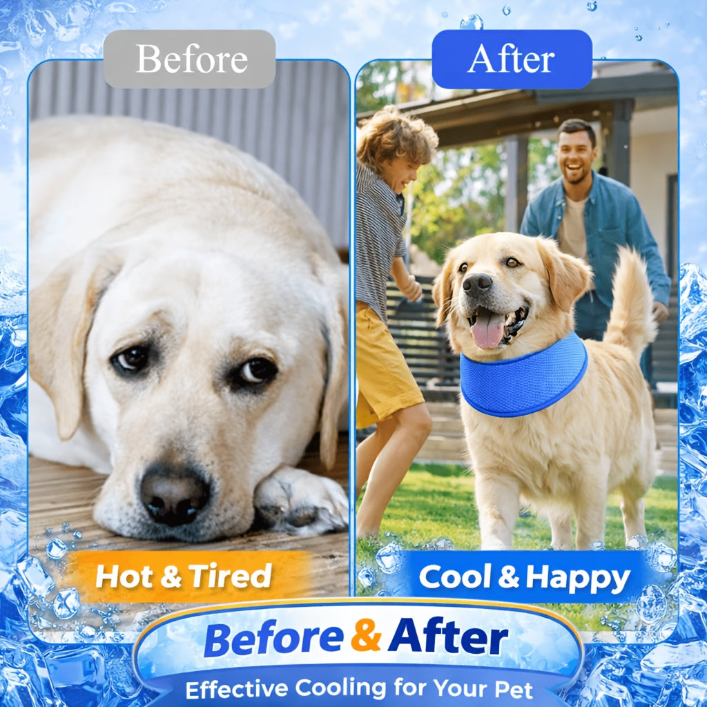 Cooling Dog Scarf for Summer - Super Absorbent PVA Instant Ice Cool Bandana, Breathable Adjustable Neck Wrap for Small Medium Large Dogs, Outdoor Heat Relief Pet Accessory (7-27 inch Neck Girth)