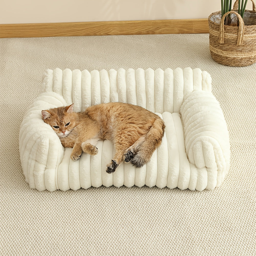 Cat Sofa Bed - Soft Comfortable Breathable Cat House for Large Medium Small Cats, Cute Plush Sleeping Basket Suitable for All Seasons, Indoor Cat Lounger & Cozy Rest Nest