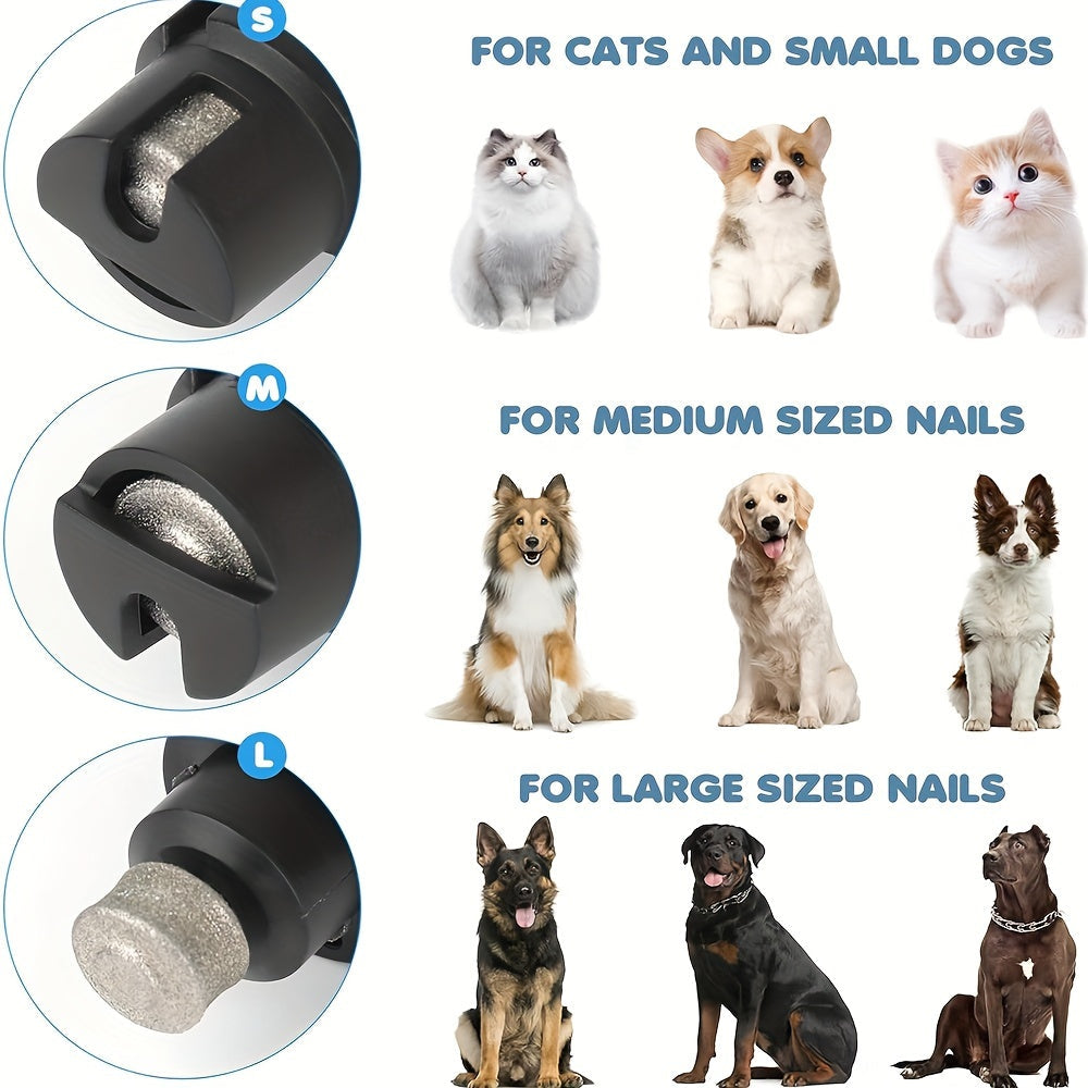 Dog Nail Grinder with LED Light - Quiet Rechargeable Pet Nail Grinder 2-Speed Painless Nail Trimmer for Large Small Dogs, USB Charging with Grinding Wheel