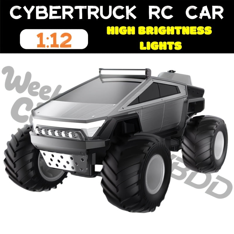 RC Monster Truck Toy 1:12 Scale 2.4GHz 4WD All Terrain Remote Control Car with LED Lights Realistic Sound Effects Ergonomic Grip Off-Road Vehicle for Kids Adults