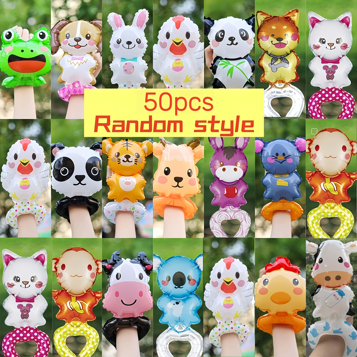 50pcs Animal Wrist Balloons Assorted Styles Kids Party Favors Bulk Balloons for Birthday Easter Classroom Goody Bag Fillers Event Decorations – 10 Unique Designs Random Mix