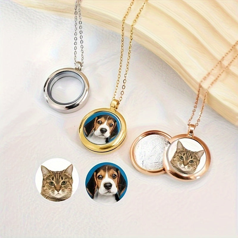 Custom Pet Fur Keepsake Necklace with Photo - Personalized Dog & Cat Hair or Teeth Memorial Storage Pendant, Unique Pet Loss Gift & Personalized Pet Jewelry (Silver, Rose Gold, or Black)
