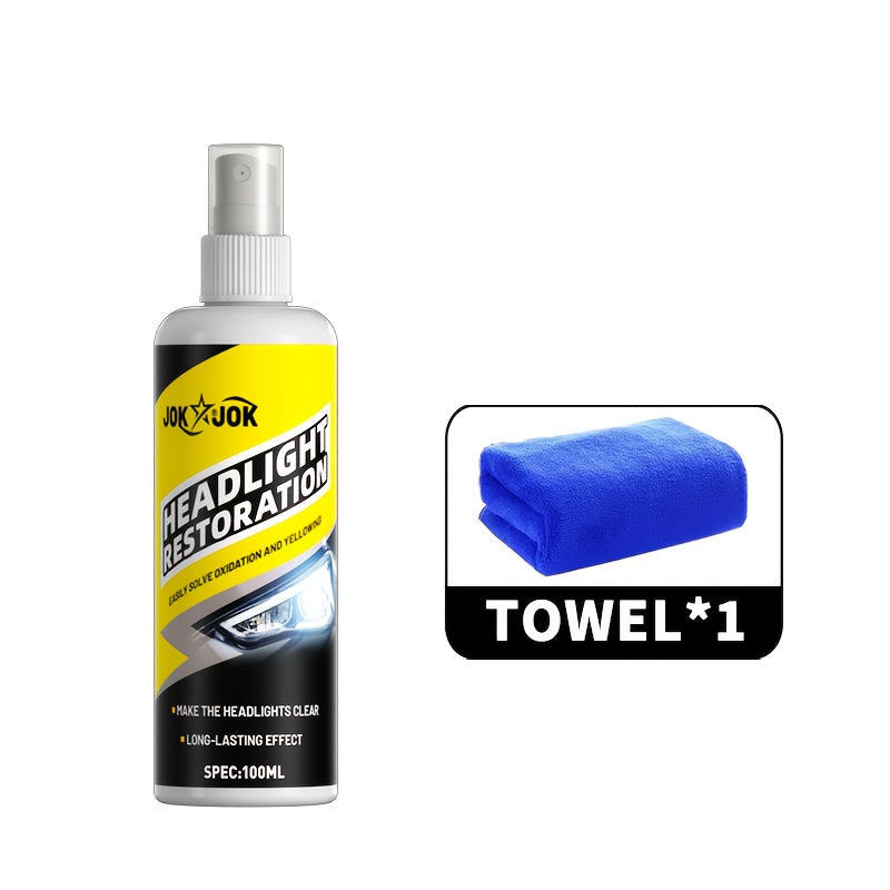 Headlight Restoration Kit with Advanced Ceramic Coating – Removes Yellow Haze Fog & UV Damage, Restores Clarity & Shine for All Vehicle Headlights, Long-Term Weather Protection