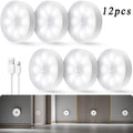 LED Motion Sensor Night Lights USB Rechargeable Wireless Wall Lamp Dual Mode Adjustable Brightness Magnetic Mount Under Cabinet Lighting for Kitchen Hallway Stairs Closet 6 or 12 Pack