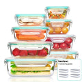 Airtight Glass Food Storage Containers 16-Piece Set – 8 Lids & 8 Containers, Microwave & Oven Safe, BPA-Free, Perfect for Meal Prep, Salads, Fruits, Vegetables, Sandwiches & Outdoor Picnic