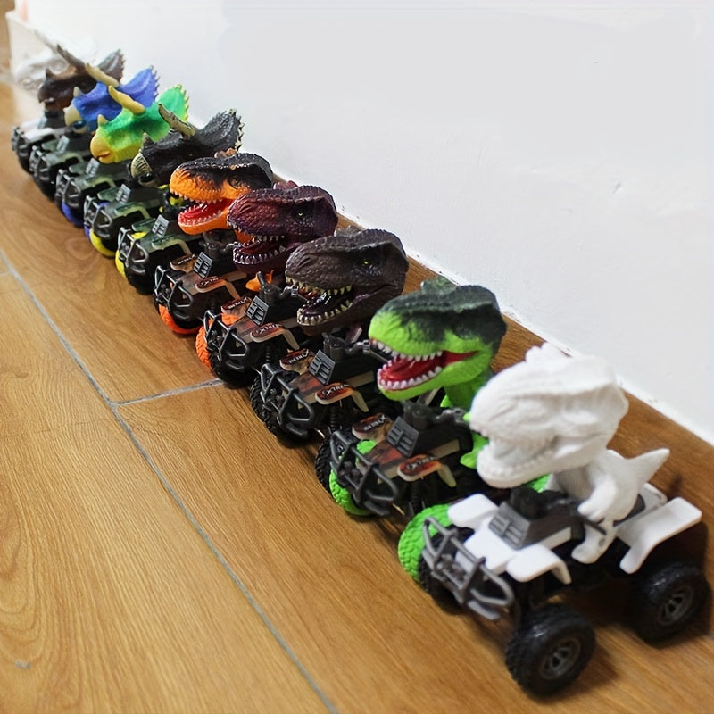 Dinosaur Inertia Toy Car T-Rex & Triceratops Off-Road Vehicle for Kids – Durable Plastic Friction-Powered Dinosaur Truck – Imaginative Play Toy for Toddlers & Boys Ages 3+ – Black Green Orange
