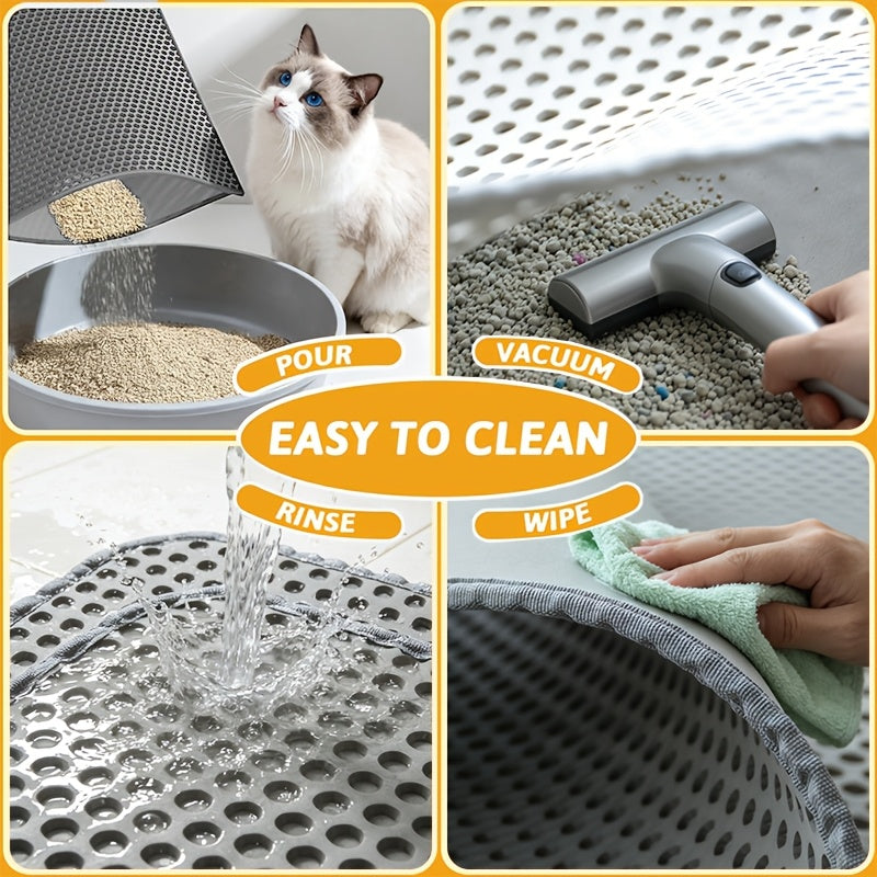 Double-Layer Honeycomb Cat Litter Mat - Urine Proof Litter Trapping Mat with Easy Clean Design, Waterproof Floor Protector Pad for Cats, Available in 17.72x23.62 & 21.65x29.53 Inch Sizes