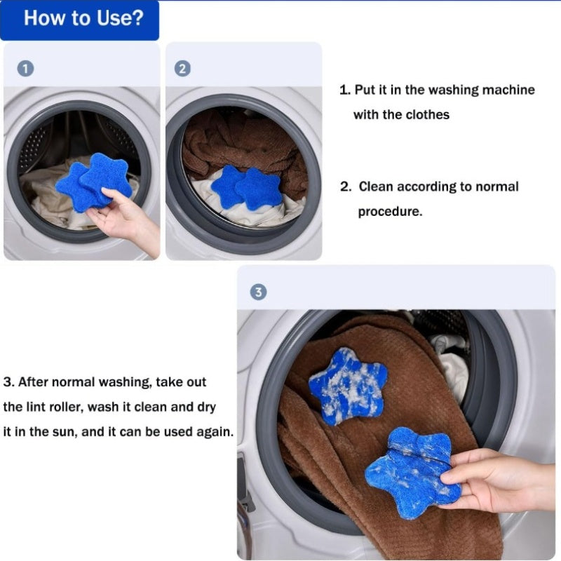 Pet Hair Remover for Laundry 6-Pack - Reusable Starfish-Shaped Washing Machine Filter Cleaner, Collects Pet Fur & Lint from Clothes in the Wash, Eco-Friendly Laundry Hair Catcher