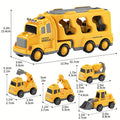 Construction Vehicles Transport Truck Carrier Toy for Boys Ages 3 4 5 6 7 - Car Hauler Carrier Playset with Mini Trucks, STEM Building Vehicle Toys for Kids, Christmas Birthday Gift for Boys Girls