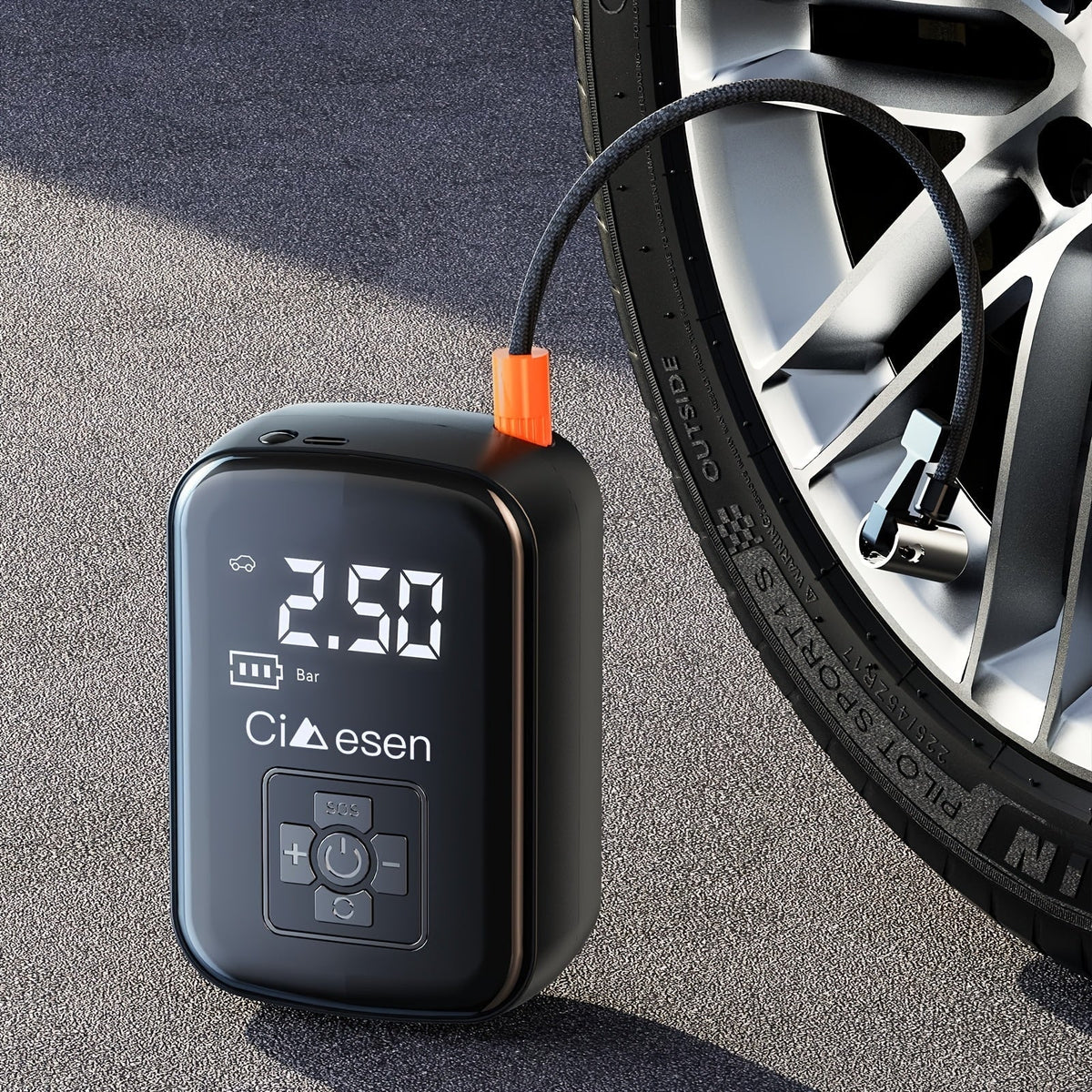 Portable Tire Inflator 100W Cordless Air Pump 4000mAh Battery 30-Second Inflation 5 Modes Digital PSI Display Type-C Charging LED Light Multi-Nozzle for Car Motorcycle Bicycle Ball