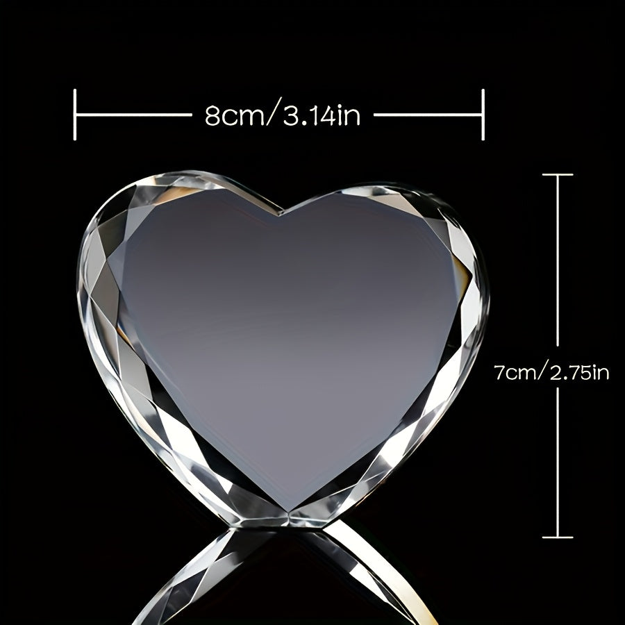 Custom Laser-Engraved Heart-Shaped Glass Photo Portrait – Personalized Pet Memorial & People Keepsake, Birthday Graduation Gift, European Style Transparent Crystal Ornament with Your Own Picture