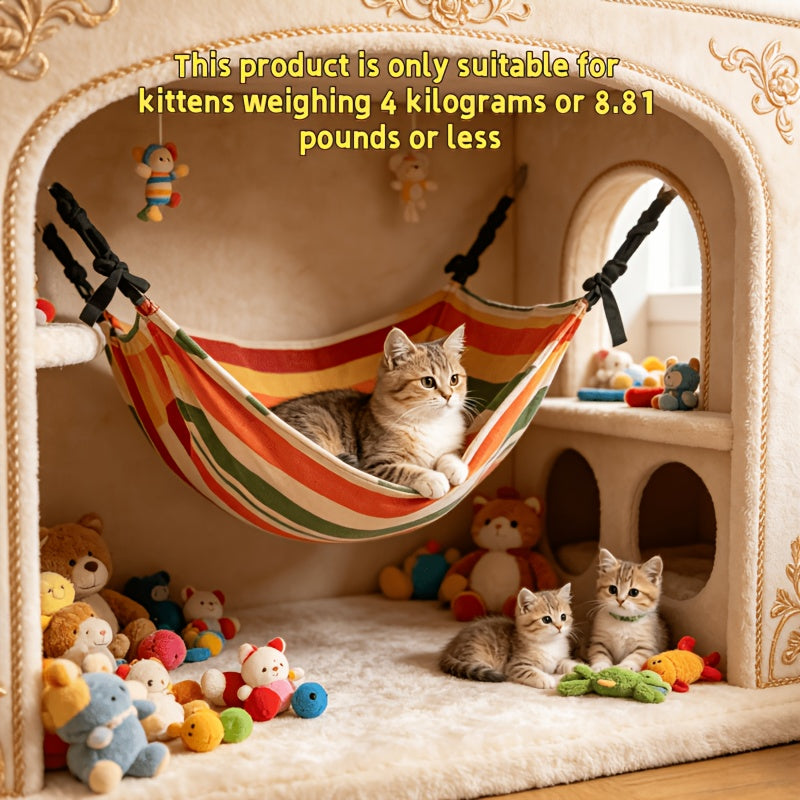 Pet Hammock for Cats & Small Dogs – Soft Breathable Hanging Cat Hammock with Sturdy Bite-Resistant Straps, Stable Weight Capacity, Easy Installation for Indoor Cage Crate & Furniture