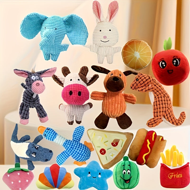 Small Dog Teething Plush Toys 7-Piece Random Set – Soft Stuffed Chew Toys Variety Pack for Puppies & Small Breed Dogs, Fun Squeaky Plush Bundle for Teething, Play & Comfort