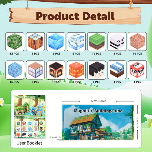 100pcs Magnetic Building Blocks Forest Treasure Exploration Theme STEM Creative Set Educational Science Toy Gift for Kids Christmas Easter Halloween