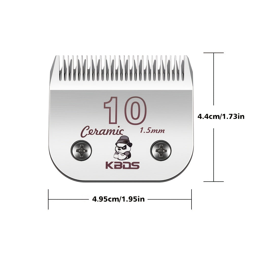 Detachable Ceramic Pet Clipper Blade #10 - High Carbon Steel, Compatible with Andis, Oster & A5 Clippers - Professional Dog Grooming Replacement Blade (1/16" / 1.5mm Cut)