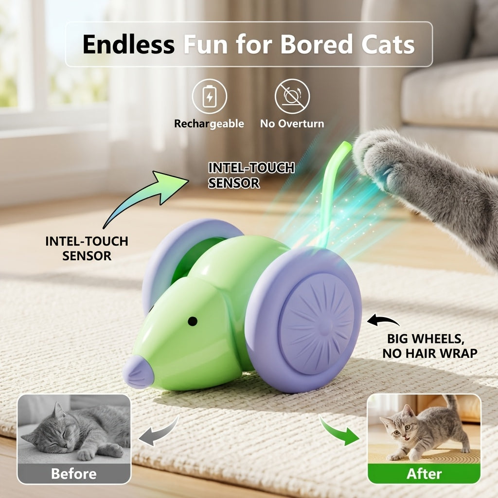 Automatic Smart Mouse Cat Toy – Self-Entertaining Electric Robot Mouse for Indoor Cats & Dogs – Auto Obstacle Avoidance, Exercise & Boredom Relief Interactive Pet Toy