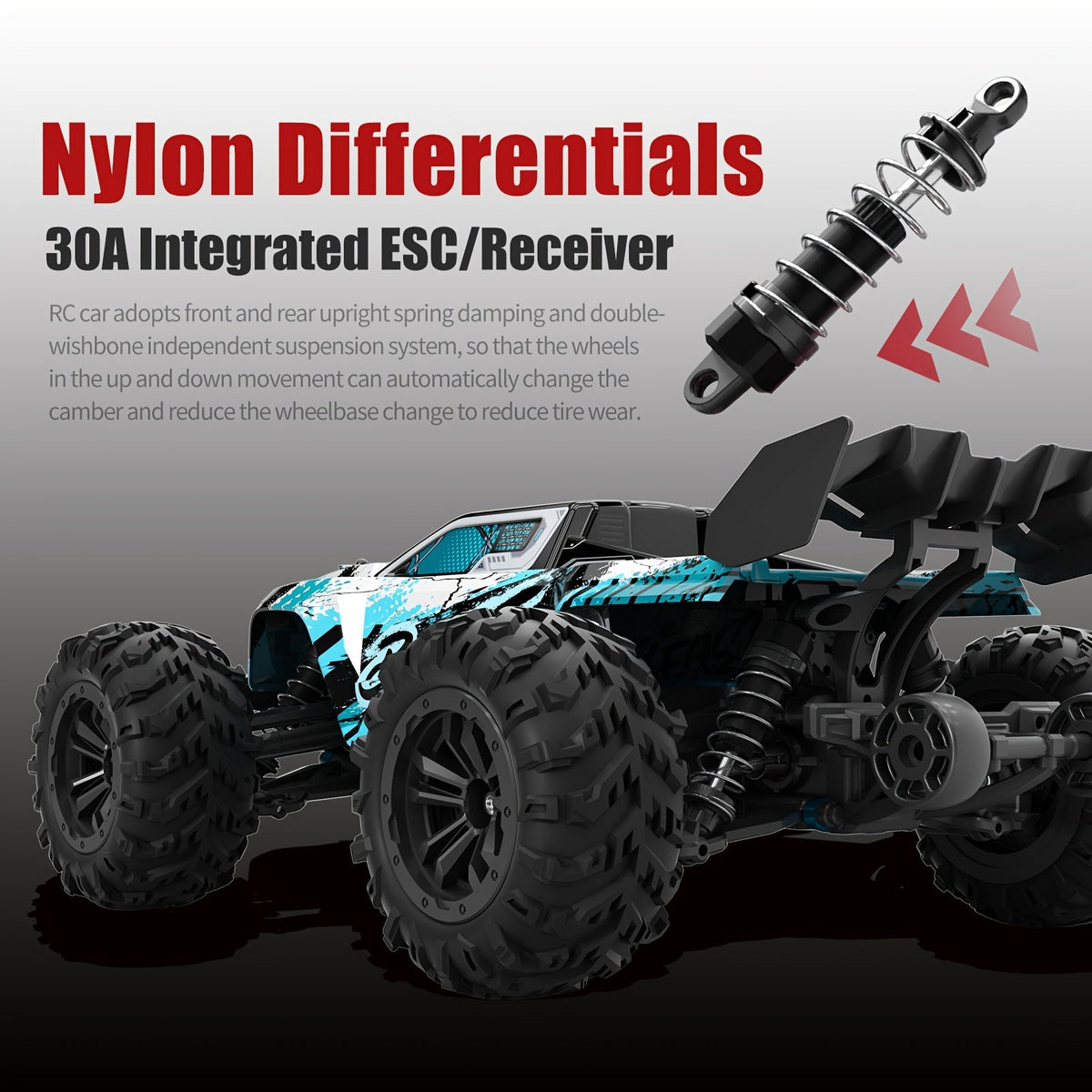High Speed RC Car 70KM/H 1:16 Scale 4WD Off-Road Remote Control Car with RC390 Brushless Motor, 2.4GHz, Head-Up Wheelie, LED Lights, All Terrain Drift Racing Vehicle – ZHUOYOU 2 Batteries Included