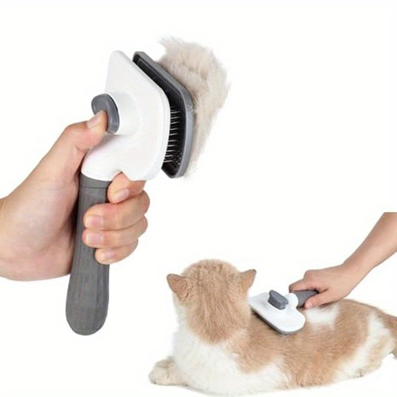 Self-Cleaning Pet Grooming Brush – Skin-Friendly Deshedding Massage Tool for Long & Short Haired Cats and Dogs – Easy Disassemble One-Click Clean Slicker Brush for Shedding Fur Removal